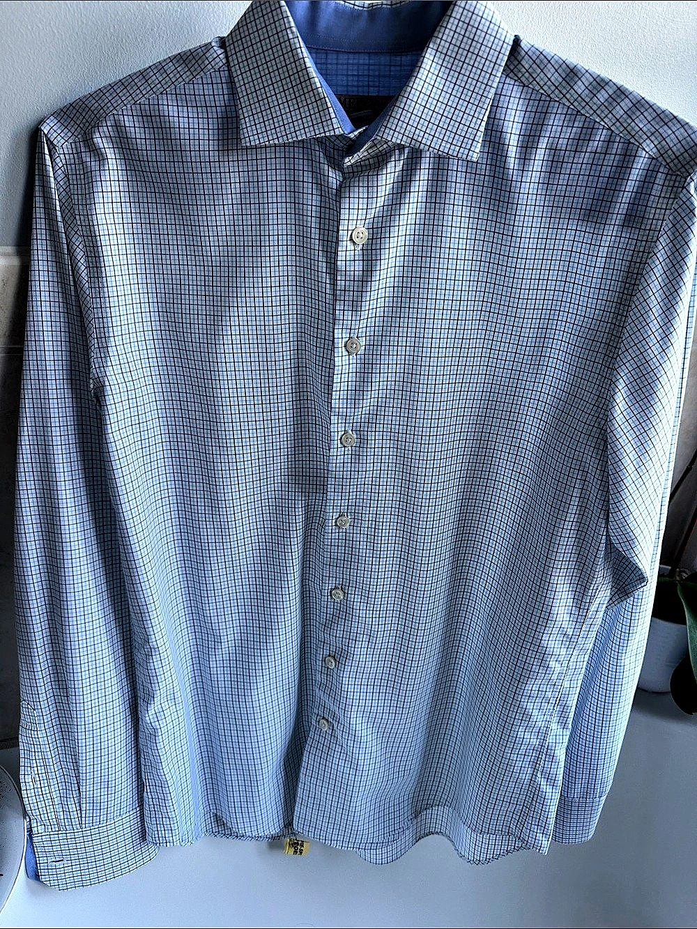 Merona Men's Checkered Button Down Blue & White Size Medium